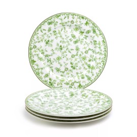 Grace Teaware Greeny Garden 10.5" Fine Porcelain Dinner Plates Set of 4
