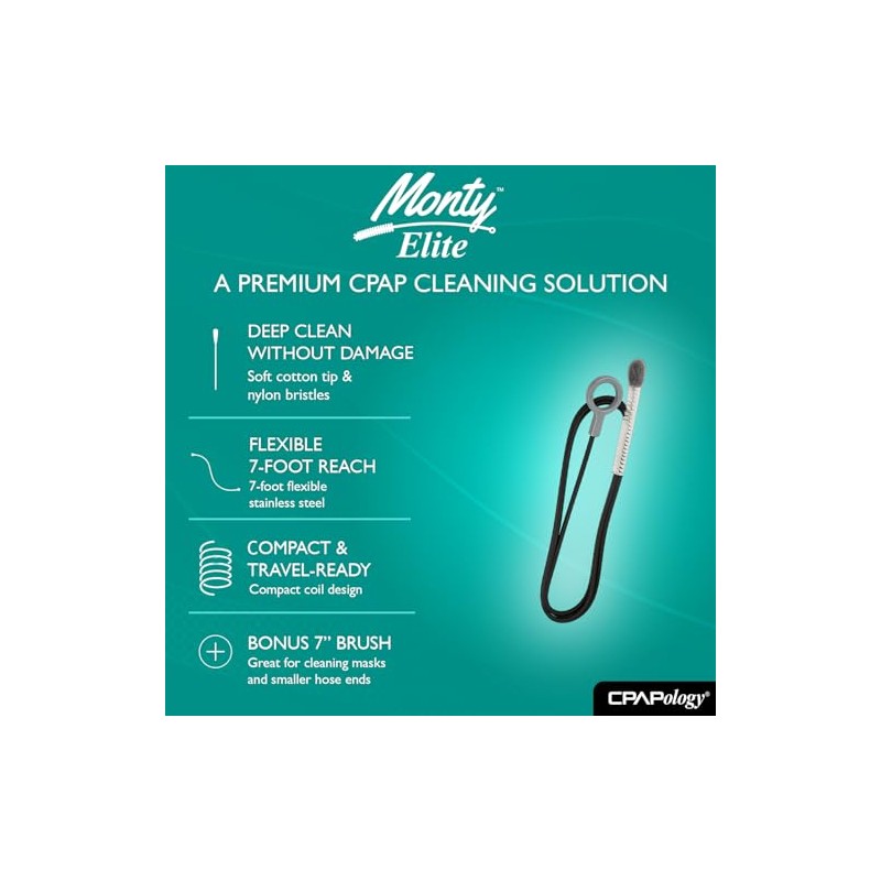 CPAPology Monty Elite Premium CPAP Tube Brush Cleaner (Small (Fits