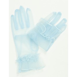 QRBTSCL - Guantes de malla de tul con volantes para mujer, Azul/claro, Talla única