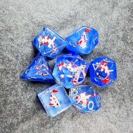 Sage's Portal Dinosaur and Reptilian Familiars Resin DND Dice Set Polyhedral Dice Set for Dungeons and Dragons RPG Tabletop TTRPG (Red Fish in Ocean)
