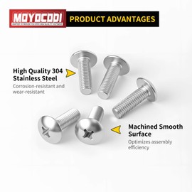 #6-32 x 1/2'' (100 Pack) Truss Head Machine Screws, Phillips Drive, 304 Stainless Steel (18-8), Fully Threaded, Bright Finish