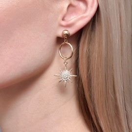 TseenYi Cz Stern Drop Ohrringe Boho Stern Dangle Ohrringe Gold Offener Kreis Ohrringe Star Drop Dangle Stud Ohrringe Brautschmuck für Frauen und Mädchen