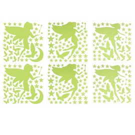 Glow in The Dark Wall Stickers,6 Piece Set, Phosphorescent Blue Ceiling Decals for Kids Room, Safe & Non-Toxic, Easy to Apply - Suitable for Boys & Girls Bedroom Decorations