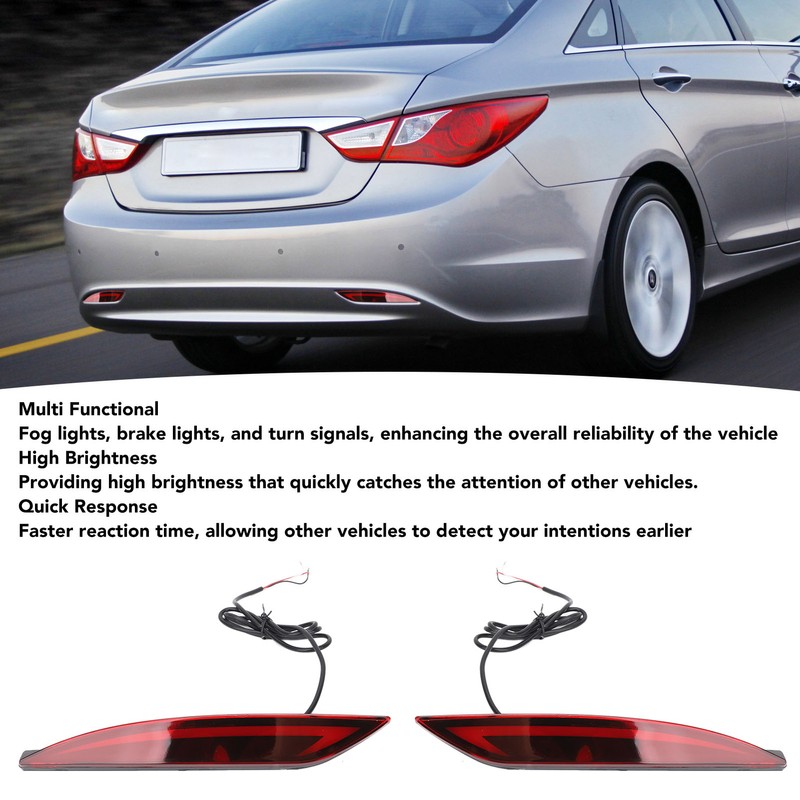 2Pcs LED Rear Bumper Reflector Light Waterproof Super Bright Long