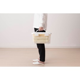 Tenma Storage Box with Handles for Easy Carry Free-Use Storage Box with Handle for Freely Storage Various Things with Column for Easy Mobility [Size 10] [Color White] [Width 14.2 x Depth 10] [Width
