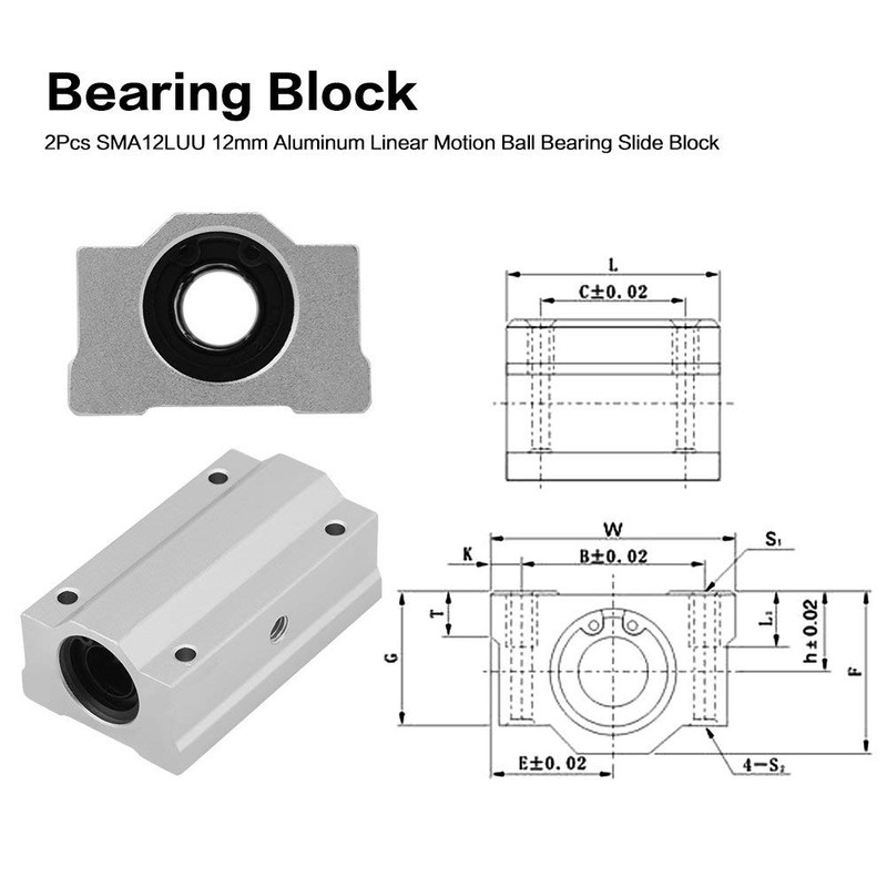 2 pieces SCS12UU 12 mm aluminium linear ball bearing sliding