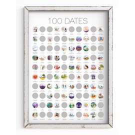 Ivvy & Co. TBD 100 Date Scratch Off Poster - Date Night Wish List Anniversary for Couples Date Night Ideas Birthday for Women