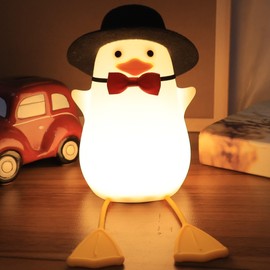 Anywin Gentleman Enten Nachtlicht, Ente Lampe, Süße Enten Lampe mit schwarzem Hut & Mini-Krawatte und Fliege, Dimmbar Timer für Kinderzimmer, Geburtstags Weihnachts Babys, Mädchen, Jungen Geschenke