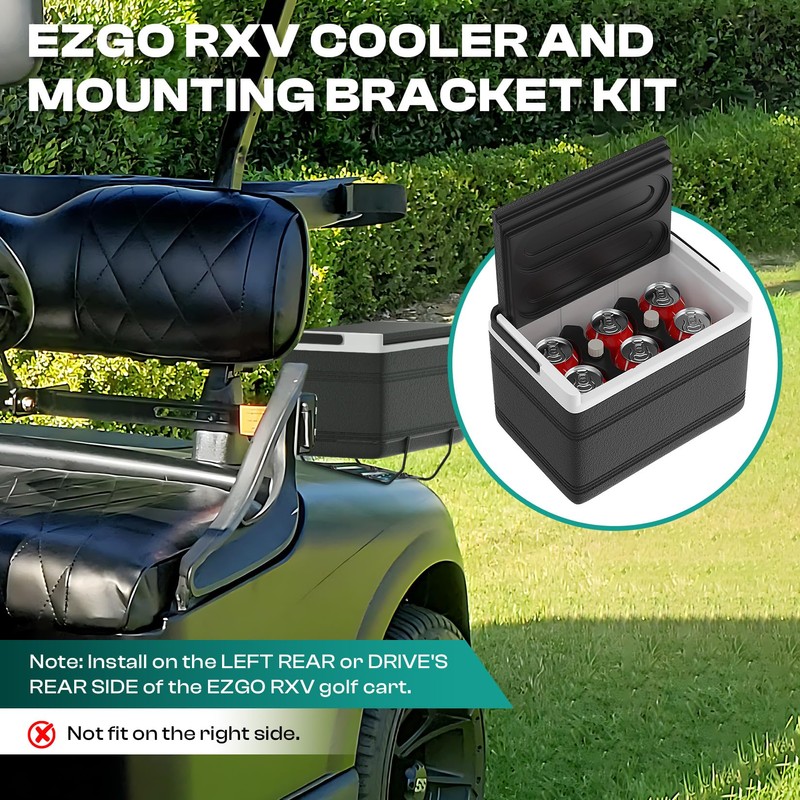 Drive-up Golf Cart Cooler and Mounting Bracket Kit for EZGO