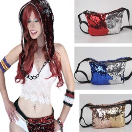 YEKEYI Reversible Mermaid Sparkling Sequins Glitter Belt Waist Bag Handbag Wallet Purse Case Cosmetic Makeup Bag Waist