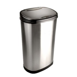 Ninestars DZT-50-13 Automatic Touchless Motion Sensor Oval Trash Can with Black Top, 13 gallon/50 L, Stainless Steel