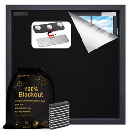 350x145cm Magnetic Blackout Blind-No Drill Installation with 12-Pair Strong Magnets,Removable & Portable for Sun Blocking & Thermal Insulation-Black