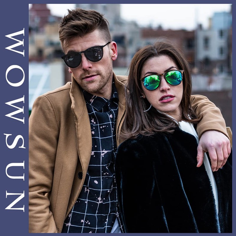 WOWSUN Vintage Round Polarized Sunglasses for Women and Men, green