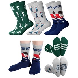 Shyyween 3 Pairs Funny Golf Socks Gift for Men Novelty Angry Golfer Hilarious Cotton Golf Crew Socks for Father's Day Christmas Golfing Gift
