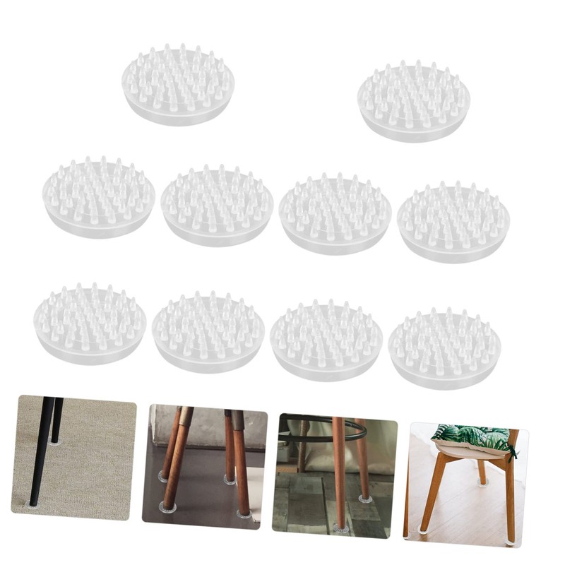 Operitacx 10pcs Transparent Round Table Leg Protectors Non Slip Pads