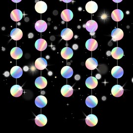 1 x Glitter Decoration Party, 4 m Colourful Garland, Birthday Garland, Round Banner Garlands, Party Decoration, Paper Garland, Garland Decoration, for Carnival, Birthday, Wedding, DIY, Hanging