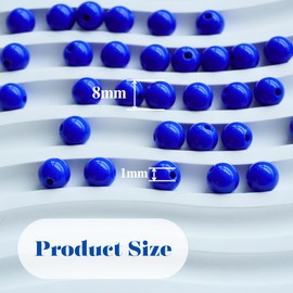 Jabrand 250pcs Acrylic Beads for Bracelets, 8mm Plastic Beads Smooth Round Beads for Jewelry Making DIY Crafts Supplies (Navy Blue)