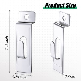 Hotop 50 Packs Slatwall Utility Notch Hook Commercial Slatwall Picture Hook Metal Display Hanger for Wall Accessories Panel Pegboard Slat Grid Shelf Hanging Display, Silver
