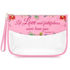 Christian Gifts for Women Inspirational Bible Verse Makeup Bag Religious Christening Baptism Gifts for Girls Daughter Clear Cosmetic Bag First Communion Presents for Godchild Zipper Travel Pouch
