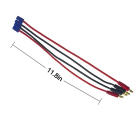 2-Pack EC3 Male/Female Connectors to 4mm Banana Plugs, 14AWG Silicone Wire (30cm/11.8in), RC Battery Charging Cable for LiPo Charger, Drone, Car, Boat, and Power Supply