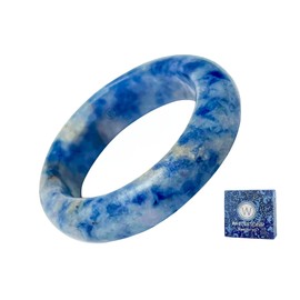 WHITESTONE JEWELRY CO. Maya Stone Ring Collection | Natural Stone Band for Women and Men | Stackable Ring | 6mm Wide (Polanco - Blue Jasper, 7)