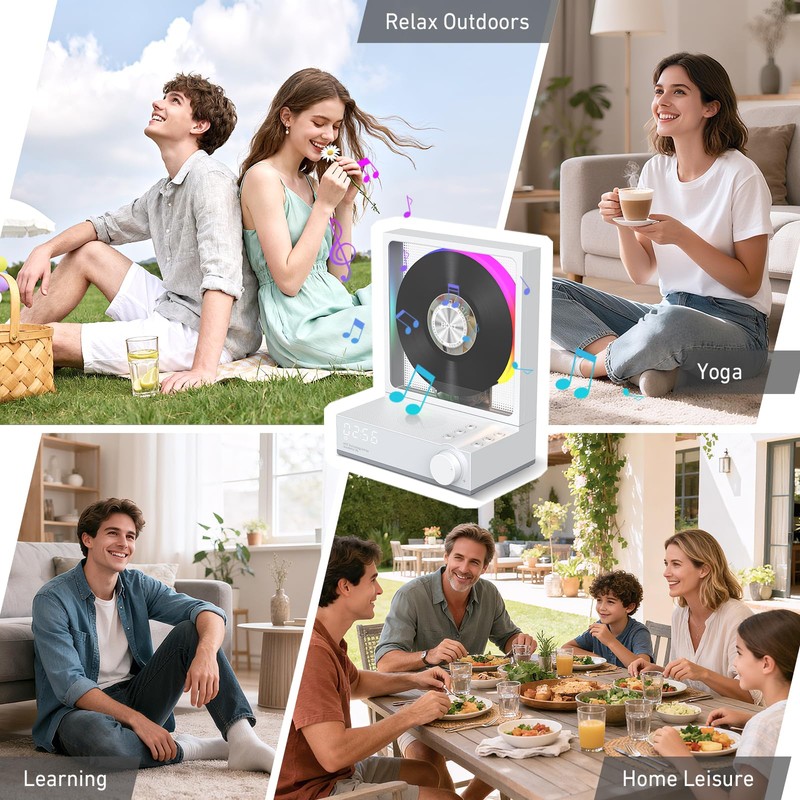 HOTT C229 Desktop Portable CD Player with Bluetooth 5.3,Built-in Speaker