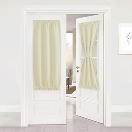 NICETOWN Sidelight Door Curtains 50 Inches Long for Side Windows Thermal Insulated Privacy Farmhouse French Door Curtain Panel with Adjustable Tie Back, 25x50 Inch Length, 1 Panel, Light Beige