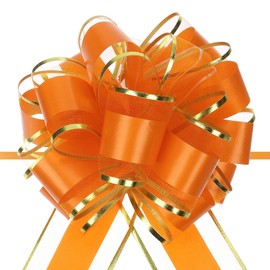 sourcing map Pack of 10 Gift Bows Diameter 15 cm Large Gift Ribbon Matt Bow Giant Pull Bow for Packaging Bags Sugar Bags Car for Crafts Decorating Decorating, Orange