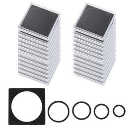 PATIKIL Coin Snap Holder, 24 Pack Silver Dollar Coin Holders for Collectors Coin Case with Foam Gasket Square Fit 16-36mm/18-38mm Coins Style 1, Clear Black