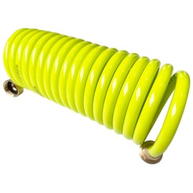 SANFU - Manguera de jardín con retroceso de poliuretano, práctica de 3/8 pulgadas de identificación x 15 pies, con accesorios de latón hembra giratorios de 3/4 pulgadas, retráctil, manguera de patio