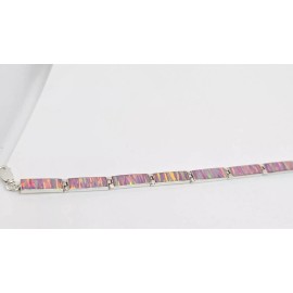 Raphaellos.net Tennis Bracelet Light Pink Fire Opal Sterling Silver Jewelry  7.5  Accessory