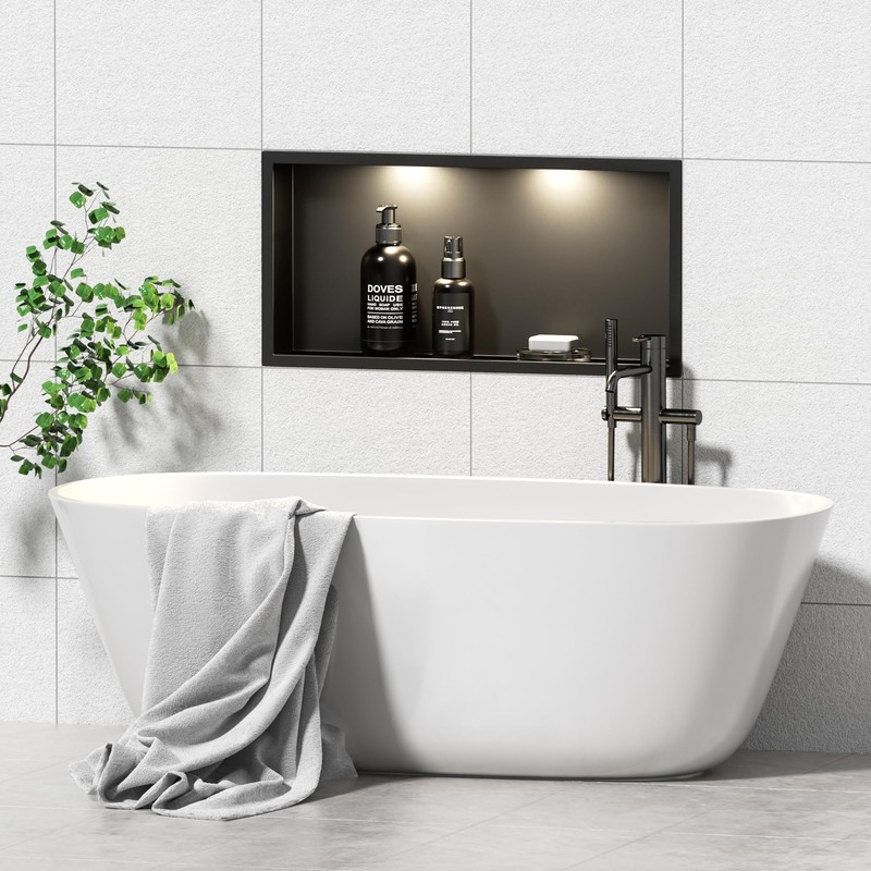 Qeke Stainless Steel Shower Niche 24" X 12", No Tile