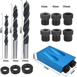 Shallho Pocket Hole Jig Kit 15 Degree Woodwork Guides Joint Angle Tool Carpentry Locator with Hole Attachment 6/8/10 mm Drill Dowel Screw Drill Jig Carpentry Kit Carpenters Pack of 15