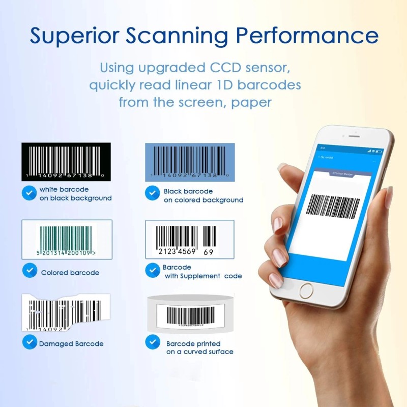 Nadamoo Wireless Barcode Scanner Compatible with Bluetooth Function, 2.4G Wireless