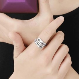 Just Breathe Rings for Women Open Adjustable Hope Rings Just Breathe Inspirational Friendship Gift Jewelry Stainless Steel Band Rings Birthday Jewelry Gifts