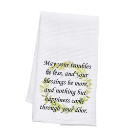 PLITI Irish Blessing Gift May Your Troubles Be Less and Your Blessings Be More Kitchen Towel Housewarming Gift (Troubles Be Less TWU)
