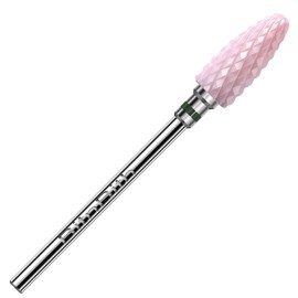BITNBITH Nail Drill Bit 3/32”Professional Ceramic Nail File Drill Bit for Acrylic Cuticle Dead Skin Remover, Safety Cone Flame Drill Bit for Nail Gel Polishing, Manicure Pedicure Pink,Coarse