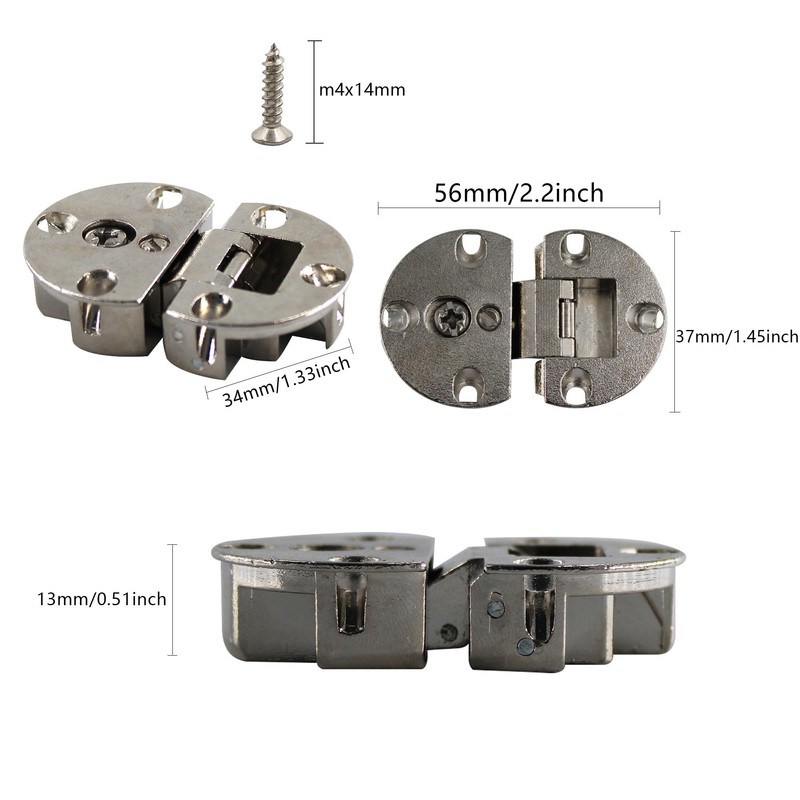 AUXBC Turning Axis Adjustable 90 Degree Page Concealed Hinge, Zinc