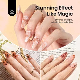 beetles Gel Polish Beetles Nail Blooming Gel: 2 Pcs 15ml Clear Uv Led Blooming Gel Nail Polish for Spreading Effect Blossom Marble Natural Stone Watercolor Floral Print Soak off Nail Diy Design