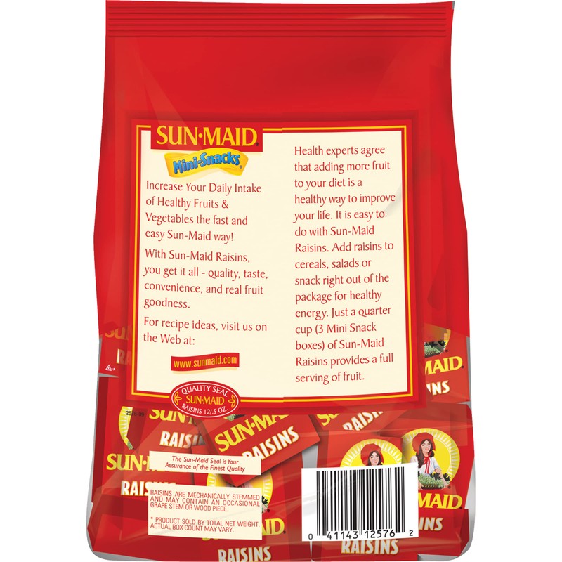 Sun-Maid California Dried Raisins Mini Snack Packs 0.5 Oz Boxes,