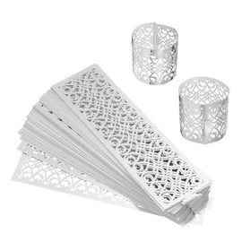 sourcing map 50Pcs Napkin Rings Laser Cut Foil Paper, Napkin Holder Hollow Napkin Bands for Weddings Party Serviette Table Decoration Restaurant (Reflective Silver Tone, 6.7 x 2")