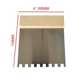 FAST WORLD SHOPPING ® Set mit 4 Zahnspachteln aus Edelstahl mit Holzgriff, 4, 6, 8 und 25,4 cm (10 Zoll) zum Auftragen von Klebstoff auf Fliesen, Fliesen und zum Verfugen von Wänden und Wänden