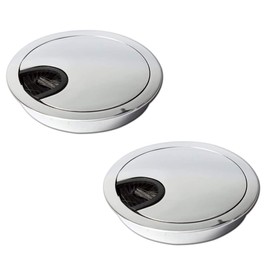 sossai® KDM1-CH Cable Grommet/Desk Duct with Brush for Desks, Office & Worktops, Pack of 2, Design: Chrome, Diameter: 60 mm, Material: Metal