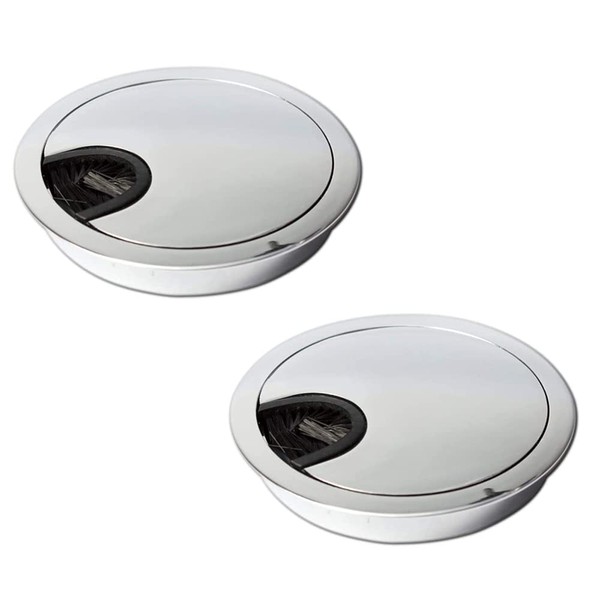 sossai® KDM1-CH Cable Grommet/Desk Duct with Brush for Desks, Office