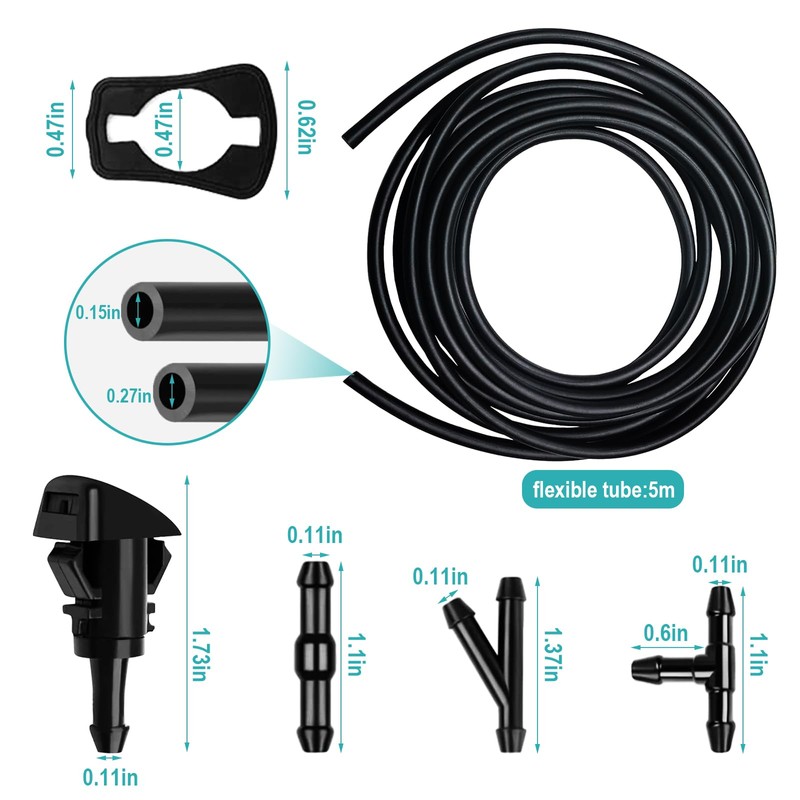 Car Windshield Washer Hose 17 Pcs Windshield Washer Hose Kit