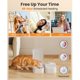 oneisall 2-Meal Automatic Cat Feeder for Wet & Dry Food, Wet Cat Food Dispenser with 2 Ice Packs and Stainless Steel Bowl, Automatic Pet Feeder for Cats and Small Dog with 48H-Timer