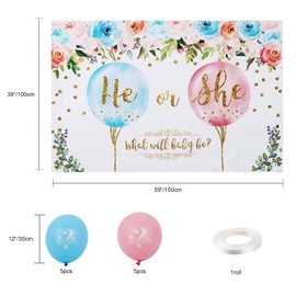 Gender Reveal Backdrop, Gender Reveal Banner, Gender Reveal Decorations Pregnancy Announcement Banner Boy or Girl Banner Lovely Elephant Gender Reveal Baby Shower Decorations, 59 x 39 Inches