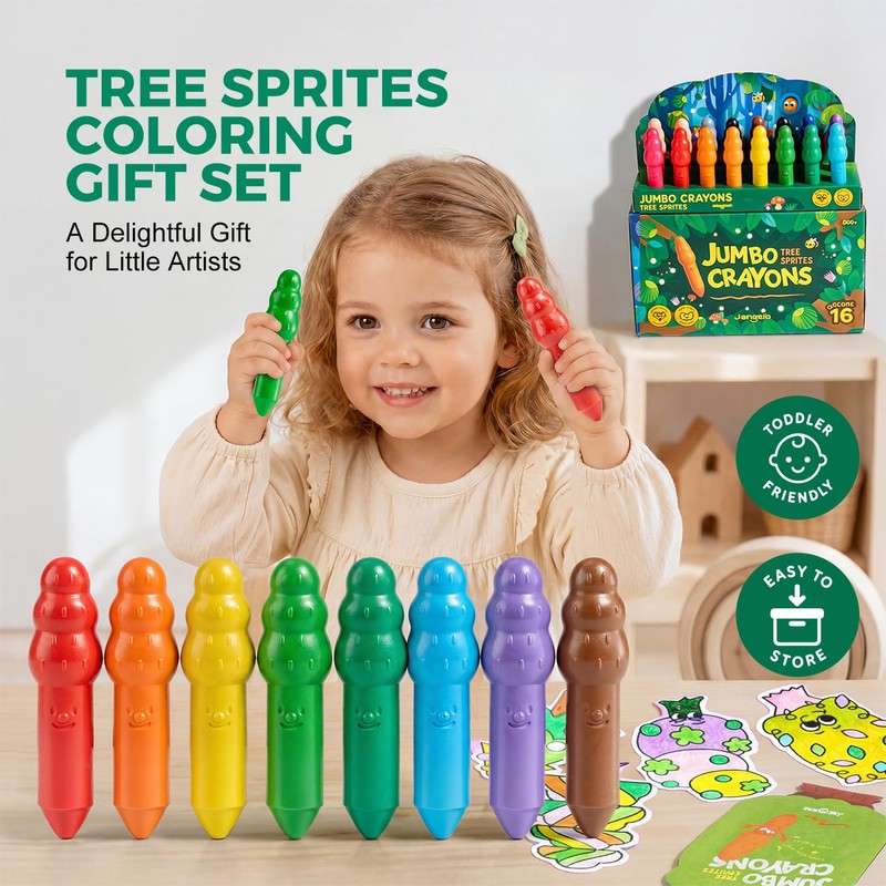 Jar Melo Jumbo Crayons for Toddlers 1-3, 16 Colors Non