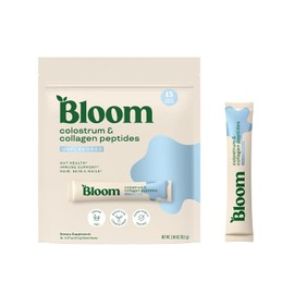 Bloom Nutrition Calostro bovino en polvo, suplemento para la salud intestinal, el sistema inmunitario y el crecimiento y la belleza del cabello, sin gluten ni azúcar | Sin saborizante, 15 porciones