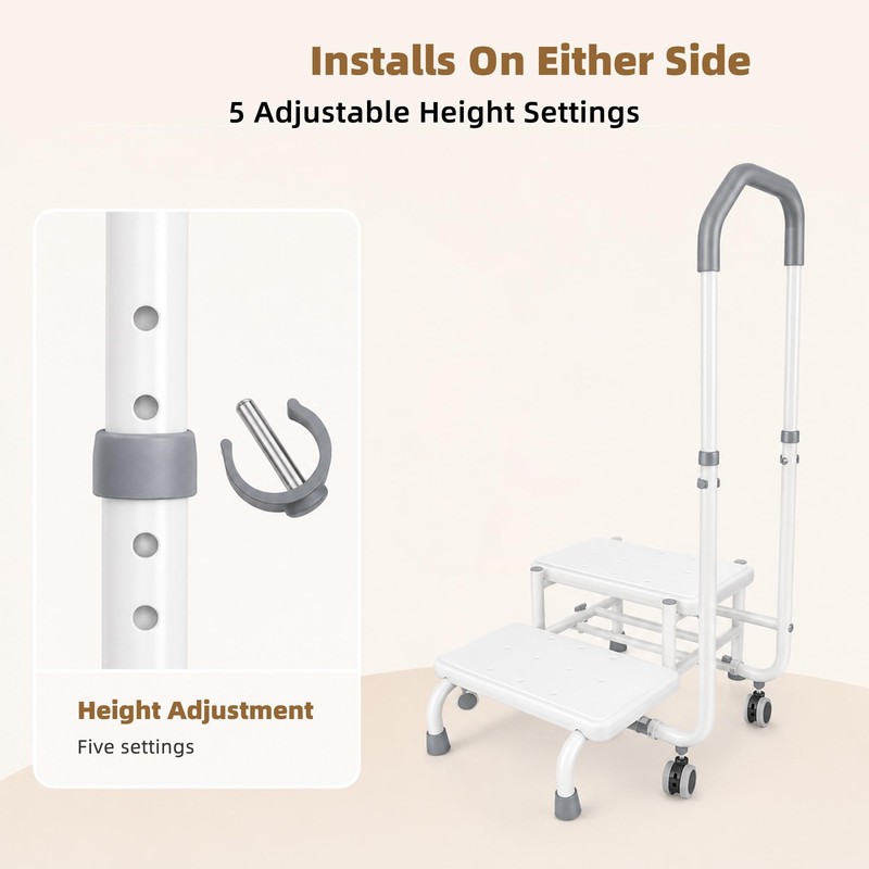 NnsZenith Adjustable Heavy Duty White Color Step Stool with Adjustable